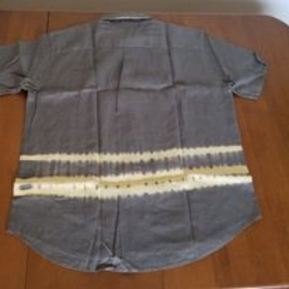 J. Crew Vintage Tie Dye Button Up Short Sleeve Linen Shirt Grey Men's Large NWT - Picture 4 of 12